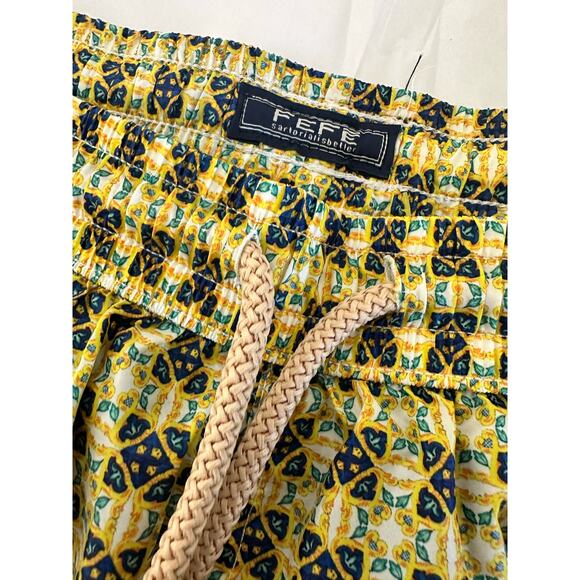 Fefé COSTUME STAMPA VIETRI GIALLO/BLU Sz M in mint condition lightweight shorts - Picture 2 of 9